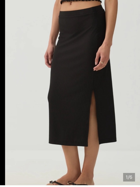 Ardene Dresses & Skirts - 3 for $14 Ardene Black Ribbed Midi Skirt with Side Slit Detail size xl